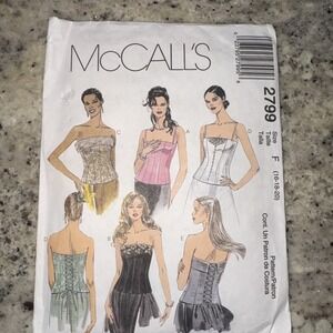 Vintage McCall's Sewing Pattern 2799 Misses Lined Bustiers Size 16-20 New Uncut